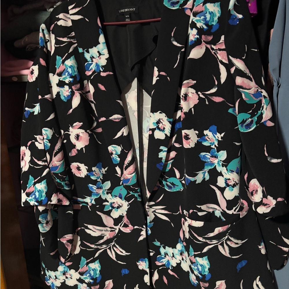 Lane Bryant Women's Black Floral Blazer